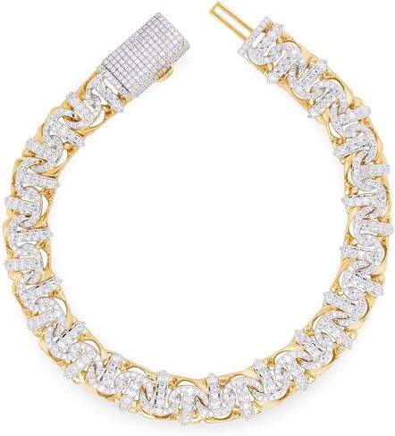 SAVEARTH DIAMONDS Round Cut Lab Created Moissanite Diamond 10MM Width Chino Miami Cuban Link Chain Bracelet For Men In 14k Gold Over 925 Sterling Silver (VVS1 Clarity, 4.70 Ct) in Saudi Arabia