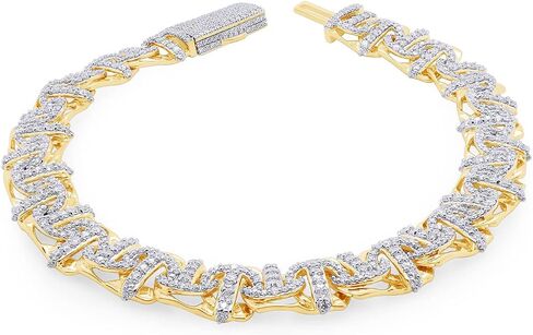SAVEARTH DIAMONDS Round Cut Lab Created Moissanite Diamond 10MM Width Chino Miami Cuban Link Chain Bracelet For Men In 14k Gold Over 925 Sterling Silver (VVS1 Clarity, 4.70 Ct) in Saudi Arabia