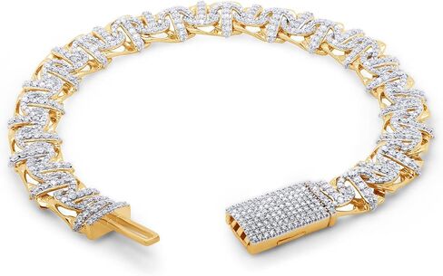 SAVEARTH DIAMONDS Round Cut Lab Created Moissanite Diamond 10MM Width Chino Miami Cuban Link Chain Bracelet For Men In 14k Gold Over 925 Sterling Silver (VVS1 Clarity, 4.70 Ct) in Saudi Arabia