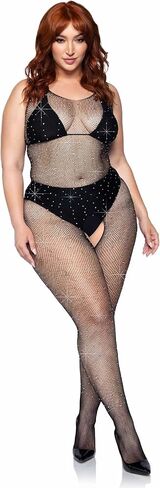 Leg Avenue Women's Rhinestone Fishnet Crotchless Bodystocking in Saudi Arabia