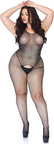 Leg Avenue Women's Rhinestone Fishnet Crotchless Bodystocking in Saudi Arabia