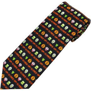 Boys' Prep Happy Halloween Monsters Frankenstein Mummy Witches Jack-O-'Lantern Neck Tie