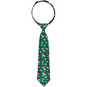 Retreez Christmas Santa Hat and Snowflakes Pattern Woven Pre-tied Boy's Tie