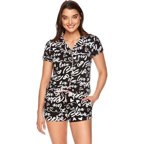 bebe Womens Pajama Sets Button Down Shirt and Shorts Sleepwear Lounge PJ Set in Kuwait