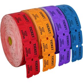 تذاكر السحب المزدوجة من SEETOOOGAMES - مجموعة كاملة من 4 ألوان، 2000 تذكرة/لون، تذاكر السحب 50/50 للأحداث (الأزرق والأحمر والأرجواني والبرتقالي) in Kuwait