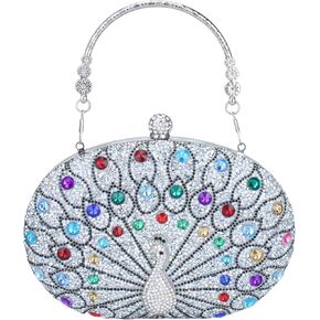 Simcat Clutch Purses for Women, Rhinestone Glitter Peacock Evening Handbag Formal Clutch Bag for Wedding Party Prom