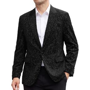 GRACE KARIN Mens Velvet Blazer One Button Sport Coat Tuxedo Jacket for Party Prom Wedding Dinner
