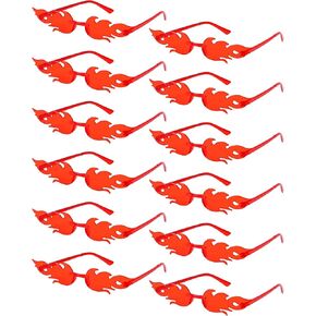 Dunzy 12 Pairs Fire Flame Sunglasses for Women Retro Wave Rimless Flame Shaped Wave Fire Y2K Glasses Frameless Eyewear
