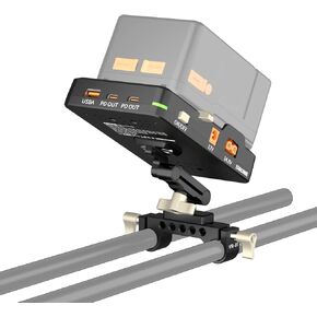 ZGCINE VM-VP2 kit3 V-Mount Battery Plate,Power Supply Splitter Support USB-C PD Input & Output,DC/D-TAP/LEMO Output,15mm Rod Clamp and Adjustable Arm
