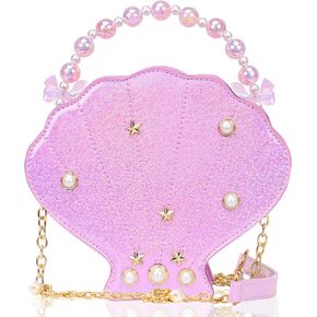 Shells Little Girl Crossbody Purse for Toddler,Shoulder Handbag,Pearl Princess Clutch Bag,Gifts for Birthday Xmas.