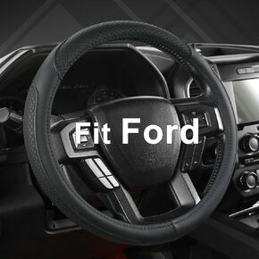 West Llama Car Steering Wheel Cover for Ford F-150, F-250, F-350, Expedition with 3D Texture (Black+Red Line-Large Size)