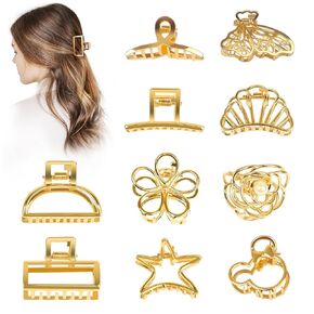 Small Gold Hair Clips, 10 Pack Mini Hair Claw Clips for Women Thick Thin Hair, Metal Hair Accessories