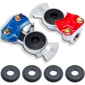 Glad Hands Set 4pcs Glad Hand Seals Universal Gladhand Aluminum Emergency Air Hose Brake Coupling Service Handshake Set for Truck Semi Trailer RVs 1pcs Red 1pcs Blue