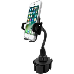 Macally Car Cup Holder Phone Mount - 8" Long Flexible Gooseneck Cell Phone Holder Car Cup Holder with 360° Adjustable Holder - Universal Cup Phone Holder Fits with/without Case up to 4.1" Wide