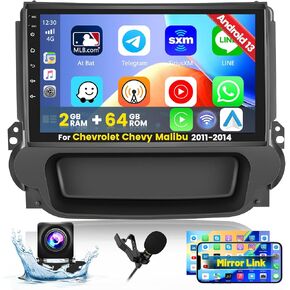 Roinvou Android Car Stereo for 2011-2014 Chevrolet Chevy Malibu, Built-in Wireless CarPlay Radio with Android Auto, 9'' Touch Screen in-Dash GPS Navigation Support Mirror Link Bluetooth FM RDS AHD