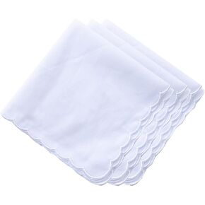 White Handkerchiefs Premium 60s Cotton scalloped Hankies 11 Inches