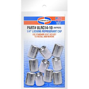 Uniweld ULRC14-10 Locking Refrigerant Cap 1/4" (10 Pack)
