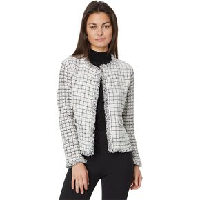NIC+ZOE Women's Grid Fringe Mix Knit Pocket Jacket