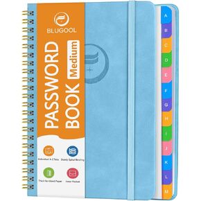 Small Password Book with Alphabetical Tabs, Password Keeper Book for Seniors, Individual & Colorful Tabs, Spiral Hardcover Password Notebook Small for Website Logins, 4.7" x 5.8", Purple