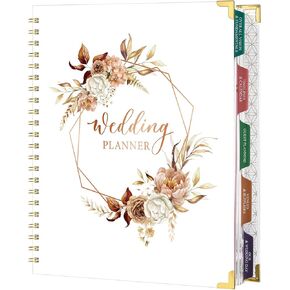 Wedding Planner - Wedding Planner Book and Organizer for the Bride, Wedding Planning Book with Tabbed Sections, 8.5" x 11", Hardcover + Metal Corner + 5 Inner Pockets + Sticker