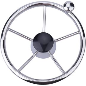 11" Marine Boat Steering Wheel,Universal Stainless Steel 5 Spoke Destroyer Knob