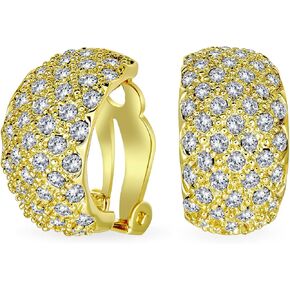 Nautical Beach Pave Crystal Starfish Clip On Earrings For Women Non Pierced Ears Silver Plated Brass