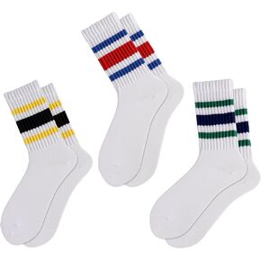 Ultrafun Crew Socks for Women Retro Striped Fun Novelty Socks Sports Casual Cotton Calf Socks Women