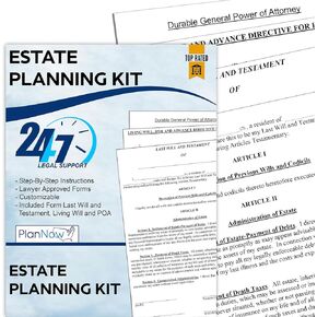 Estate Planning Kit Includes Last Will and Testament, POA, Living Will and Medical POA and Detailed Instructions Live Legal Support