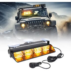 OPP ULITE Emergency Flashing Dash Strobe Lights 24pcs Led, 26 Flash Mode, Memory Function, Front/Rear Windshield Strobe Light Bar, Suction Cups for Vehicles Trucks