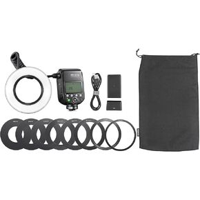 Flashpoint MF-R76 TTL Macro Ring Flash for Sony Camera, Power Adjustment, 0.1-1s Recycle Time, 76Ws Macro Flash Ring Powered by 7.2V/3000mAh Rechargeable Li-Ion Battery, 550 Full-Power Flashes