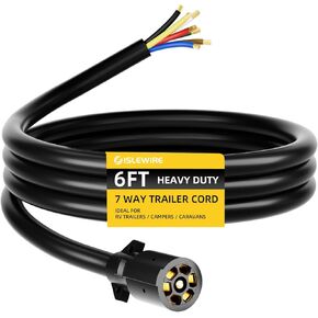 7 Way Plug Inline Trailer Cord with 7 Gang Junction Box - 8 Feet, Heavy Duty Trailer Connector Cable with Waterproof Junction Box Trailer Wiring Harness for RV Trailers and Campers