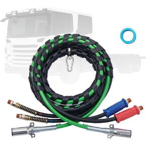 VEVOR 12FT Semi Truck Air Lines Kit with 2PCS Glad Hands, 3-in-1 Air Hoses & 7 Way ABS Electric Power Line, with 2PCS Gladhand Handles, 4PCS Seals and Tender Spring Kit for Semi Truck Trailer Tractor