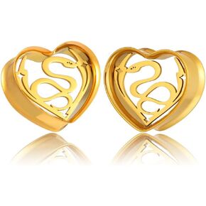LADEMAYH 2 PCS Heart Shape Ear Plugs Double Flared Tunnels Gauges - Stainless Steel 316L Body Piercing Expander Earrings Jewelry for Stretched Ears