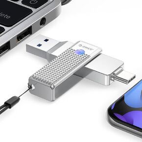ORICO UFSD 405MB/s USB C Flash Drive, 64GB Memory Stick, 2 in 1 USB 3.2 & Type C, Efficient Heat Dissipation, Dual OTG Thumb Drive for MacBook, iPhone 15, Tesla Dash Cam and USB-C Phone(LD Series)