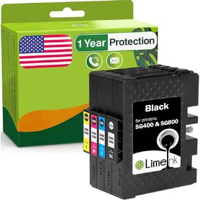 Limeink Compatible Ink Cartridges Replacement for Sawgrass SG400 Sublimation Ink Sublimation Printer SG800 for Sawgrass Virtuoso SG400 Printer for Sublijet HD Ink SG400 4pk