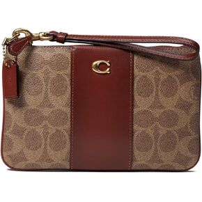Coach Color-block Coated Canvas Signature Small Wristlet, Tan Rust, One Size