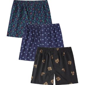 Men's Boxers Underwear 100% Cotton Printed Woven Boxers for Men Pack Boxer Shorts