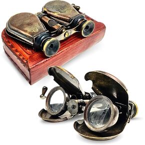Brass Binocular Collectibles Landing of Columbus Brass Vintage Binocular and Adjsutment The Focus Monocular Antique Style Telescope Spyglass Folding Gift with Leather Box