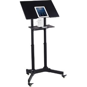 Mount-It! Mobile Standing Height Desk, Portable Podium and Rolling Presentation Lectern, Laptop Stand Up Desk with Caster Wheels (MI-7971)