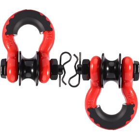 2 Pack 3/4" D Ring Shackle 57,000 lbs Break Strength with 7/8" Pin Upgraded Heavy Duty Shackle with Pulley Towing Ring for Tow Strap Winch Off Road Jeep Truck ATV & UTV Vehicle Recovery - Black