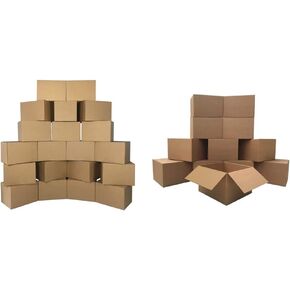 uBoxes Moving Boxes Bundle of 18"x14"x12" (Medium Boxes - Pack of 20) and uBoxes Large Moving Boxes 20" x 20" x 15" (Pack of 12)