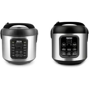 Aroma Housewares ARC-5200SB 2O2O Model Rice & Grain Cooker, Sauté, Slow Cook, Steam, Stew, Oatmeal & ARC-994SB Rice & Grain Cooker Slow Cook, Steam, Oatmeal, Risotto, 8-cup cooked