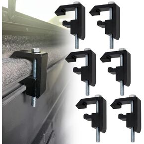 RYANSTAR RACING Utility Track System Mounting Clamps - Set of 6, Compatible with Toyota Tacoma/Tundra Truck Caps and Camper Shells - Heavy-Duty Black Clamps