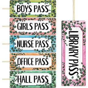 Eucalyptus Magnetic Hall Passes for Classrooms 6PCS Bathroom Passes for Classrooms Office Nurse Boys Girls Library Supplies Teacher Student Classroom Must Haves