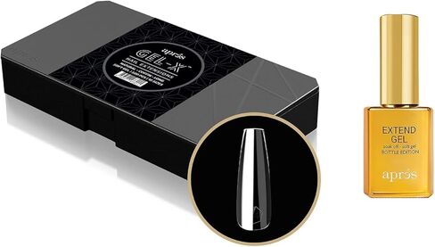 علبة متوسطة الحجم من Apres Nail Gel-X Natural Stiletto من النصائح وحزمة جل ممتدة | تتضمن 500 طرف جل إكس وزجاجة جل ذهبية ممتدة 15 مل | جودة ممتازة | 10 مقاسات 0-9 | لا يوجد حجم 00 متضمن | نسخة 2022 in Kuwait
