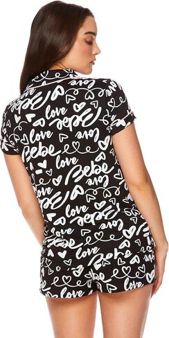 bebe Womens Pajama Sets Button Down Shirt and Shorts Sleepwear Lounge PJ Set in Kuwait