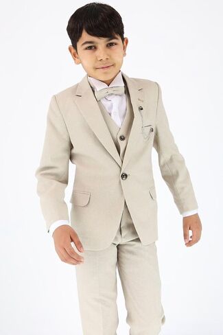 Boys Textured 6-Piece Formal Suit - Slim Fit for Pageboy, Wedding, Communion, Ages 1-16 in Saudi Arabia