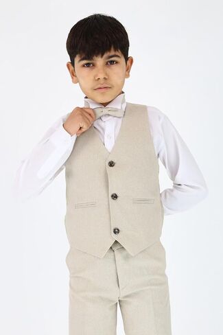 Boys Textured 6-Piece Formal Suit - Slim Fit for Pageboy, Wedding, Communion, Ages 1-16 in Saudi Arabia