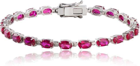 Amazon Collection 925 Sterling Silver Tennis Bracelet for Women with 6 x 4mm Oval Cut Garnet January Birthstones in Saudi Arabia