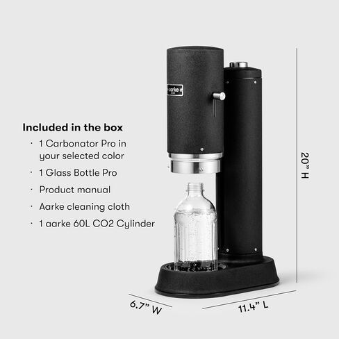 Aarke Carbonator Pro - Premium Sparkling Water Maker, Stainless Steel | Professional Grade, Dishwasher Safe Glass Bottle Included, Stainless Steel, Cordless in Kuwait